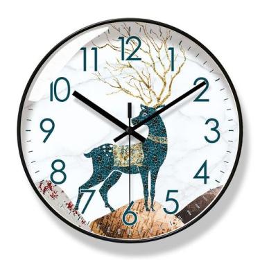 Imagem de Relógio de parede Stylish Deer Silent Non-Ticking 30 cm Modern - yiwei
