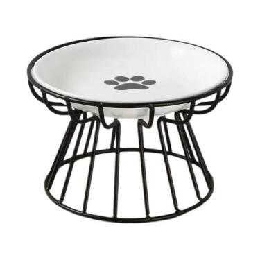 Imagem de Tigela Elevada De Cerâmica Para Gatos E Cães Com Suporte, Acessórios P