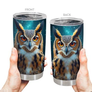 Imagem de Caneca Tumbler Oasisdream de aço inoxidável 600mL com estampa de coruj