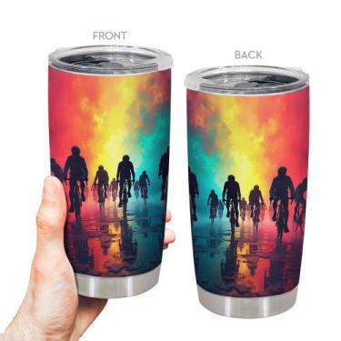 Imagem de Caneca de viagem Oasisdream Tumbler de aço inoxidável 600mL com tampa