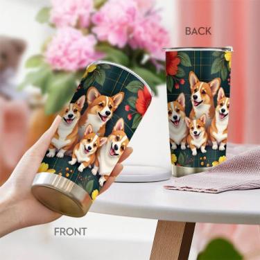 Imagem de Copo Oasisdream de aço inoxidável 600ml com estampa de cachorro