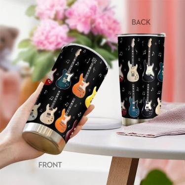 Imagem de Caneca Tumbler Oasisdream em aço inoxidável 600ml com estampa de guita