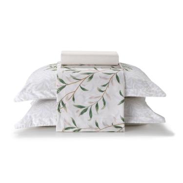 Imagem de Jogo de Cama Queen 100% Algodao Percal 180 Fios Uni Dohler Kit 4 Pecas