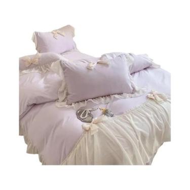 Imagem de Conjunto De Capa De Edredom Branca Com Babados 3 Peças Com 2 Fronhas P