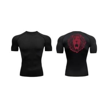 Imagem de Camiseta De Compressão Masculina De Secagem Rápida Com Estampa De Leão