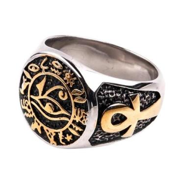 Imagem de Anel Unissex Retrô Punk Olho De Hórus Em Aço Inoxidável À Prova d'Água