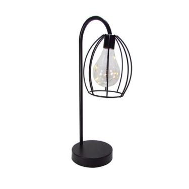 Imagem de Luminária de mesa decorativa abajur aramado com 8 leds preto - Rio Mas