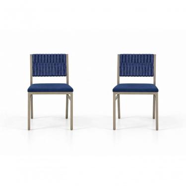 Imagem de Kit 2 Cadeiras Externa Corda Náutica Azul Beg Milon Solare