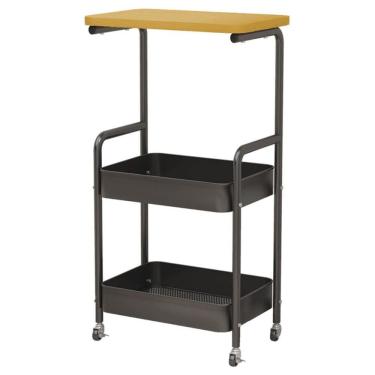 Imagem de Fruteira, Prateleira, Carrinho Multiuso Preto com Rodízios Tampo e Cestos