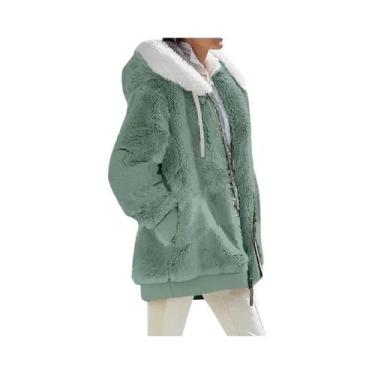 Imagem de Jaqueta Feminina De Inverno Com Capuz E Zíper Em Cashmere E Fleece, Co