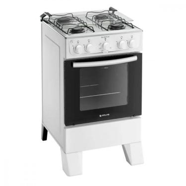 Imagem de Fogão 4 Bocas Preto Com Mesa Inox Atlas Milão Plus Branco Bivolt