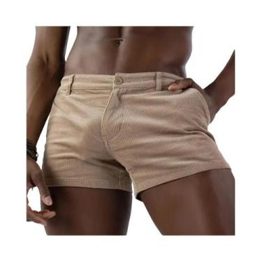 Imagem de Bermudas Masculinas Vintage De Corduroy Para O Verão, Estilo Casual Re