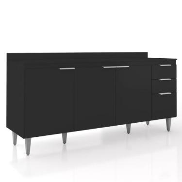 Imagem de Balcão de Cozinha Com Tampo 180cm Pérola Preto Z34 - Mpozenato, Preto,