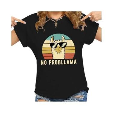 Imagem de Camiseta Feminina Com Estampa Divertida De Lama, Casual, Gola Redonda,