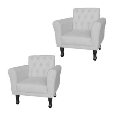 Imagem de Conjunto 2 Poltronas Estofadas Para Consultório Classic Corano Branco 