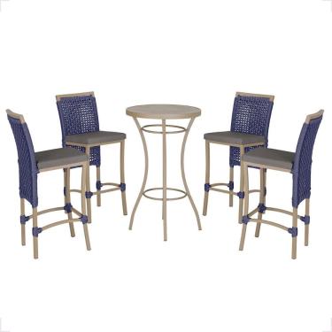 Imagem de Mesa Bistro E 4 Banquetas Roma Fendi Corda Náutica 11 Azul
