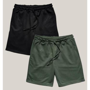 Imagem de Kit 2 Bermuda Masculina Moletom WSS Basic Preto e Verde-Masculino