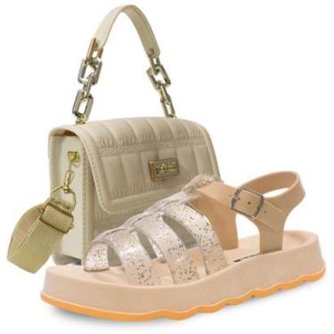 Imagem de Kit Bolsa E Sandalia Juvenil Menina Casual Leve Glitter K24-Feminino