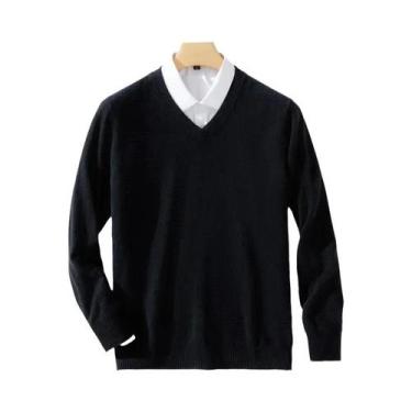 Imagem de Suéteres Masculinos De Lã E Cashmere Com Decote Em V, Malhas De Alta Q