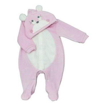 Imagem de Macacão Infantil Fantasia Parmalat Bebê Urso Panda, Rosa, 0-1 M