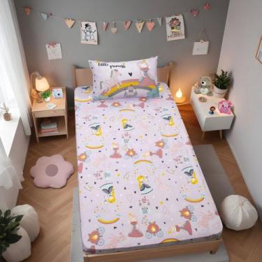 Imagem de Jogo de Cama Portallar Solteiro Malha Mista Joy Princesas Magicas 2 pe