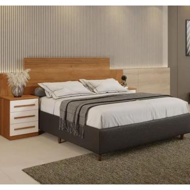 Imagem de Cabeceira Extensível Império Casal Queen Sem Fixação MDP MDF Cinamomo-off Benetil Móveis