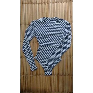 Imagem de Maiô Adulto Cavado Manga Longa Lycra UV50+ Zigzag Tamanho:PCor:Zigzag 