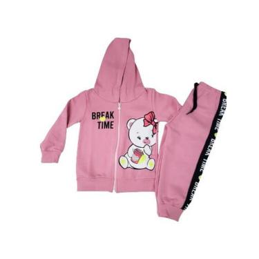 Imagem de Conjunto em moletom feminino blusa com capuz e calça  tam 2 - Doce Fol