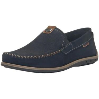 Imagem de Mocassim Masculino Couro Resistente Conforto Elegante Pegada, Marinho,