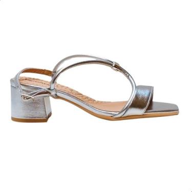 Imagem de Sandalia salto grosso feminino metalizado piccadilly 588117, 38, Prata