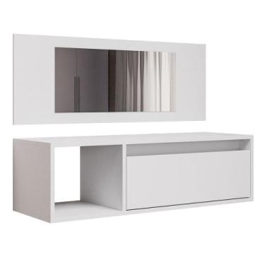 Imagem de Penteadeira Camarim com Espelho Suspensa 90cm 1 Gaveta Elle M24 Branco