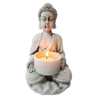 Imagem de Porta vela buda branco 18cm - un - B.E