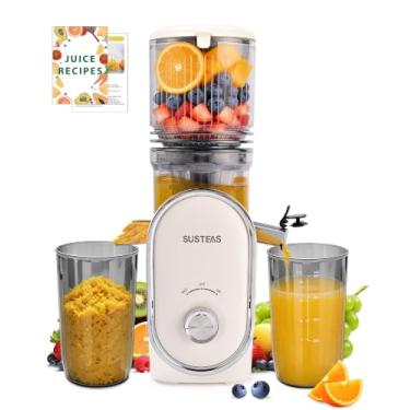 Imagem de SUSTEAS Espremedor De Prensas A Frio, Calha De Alimentação De 5,3" Máquinas De Mastigação Lenta Com 300 W, Serve Para Frutas E Vegetais Inteiros, Fácil De Limpar, Alto Rendimento De Suco, Branco