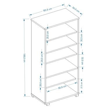 Imagem de Estante De Livro Office 5 Prateleiras Branco E Portas Avelã