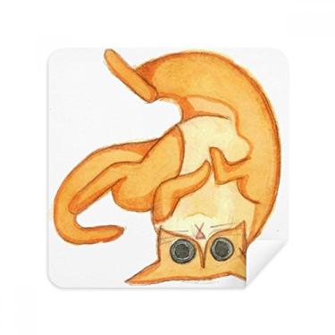 Imagem de Miaoji Pintura de gato laranja óculos pano pano pano limpeza de tela camurça pacote com 2