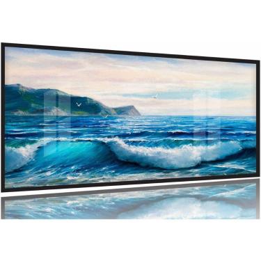 Imagem de Quadros Decorativos Paisagem Mar Praia 130x60 Moldura Preta 2x2