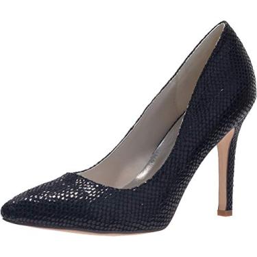 Imagem de A shoe store Sapato feminino de pele de cobra salto 9,8 cm bico fino sapato brvestido de festa de noite sem salto alto, Preto, 7