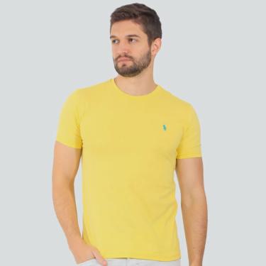 Imagem de Camiseta Ralph Lauren Slim Fit Amarela com Logo Azul Claro