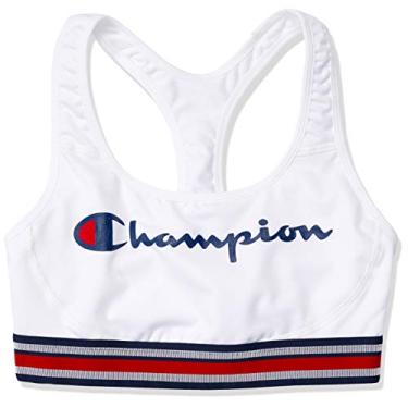 Imagem de Champion Sutiã esportivo feminino Double Dry Absolute para treino, gráfico, Branco, P