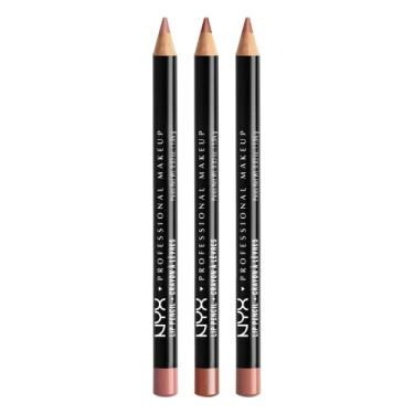Imagem de NYX PROFESSIONAL MAKEUP Conjunto de delineador labial fino, delineador labial cremoso de longa duração, pacote com 3 (Peakaboo neutro, rosa nude, sempre)