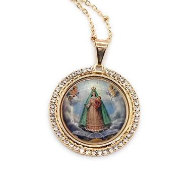 Imagem de LESLIE BOULES Colar com pingente virgem Caridad del Cobre banhado a ouro 18 K, joia religiosa