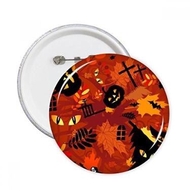 Imagem de Broche redondo de Halloween com estampa de floresta profunda de desenho animado, 5 peças