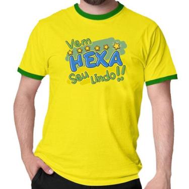 Imagem de Camiseta Vem Hexa Seu Lindo Verde E Azul Camisa Brasil Copa - Mago Das