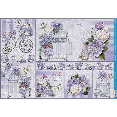Imagem de Papel para Decoupage Litoarte 49 x 34,3 cm - Modelo PD-419 Gaiola Shabby Chic