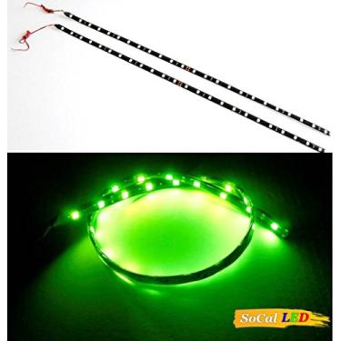 Imagem de SOCAL-LED 2x 60 cm 24" Verde Flexível Tiras de LED de alta potência brilhante 5050 24 SMD carro DRL sob luz de destaque do painel, à prova d'água, cortável