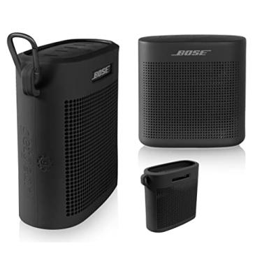Imagem de getgear Capa de silicone para alto-falante Bose SoundLink Color Bluetooth II, design personalizado com proteção total em 6 direções, melhor combinação em forma e cor (preto)