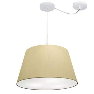 Imagem de Lustre Pendente com Desvio de Centro Cúpula Tecido 21/30x40 cm, Vivare Iluminação, Pendente4279 LA, Algodão Cru, Médio