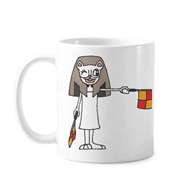 Imagem de Talheres de cerâmica para café e porcelana de cerâmica com desenho da bandeira do handebol