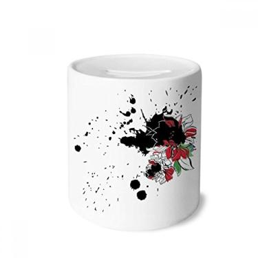 Imagem de DIYthinker Caixa de moedas de cerâmica com tinta de aquarela flor e peônia para dinheiro