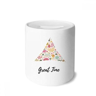 Imagem de DIYthinker Caixa de moedas de cerâmica com estampa de folhas de pássaro, caixa de dinheiro para presente de cofrinho